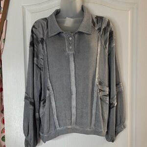 POL Gray Camouflage Top